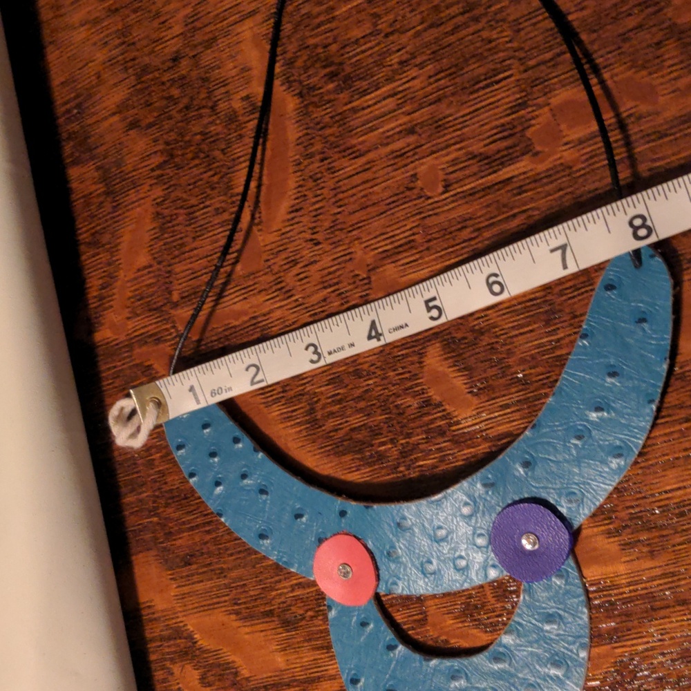 Handmade Genuine Leather Circles Bib Statement Necklace Multicolor B - Picture 8 of 12